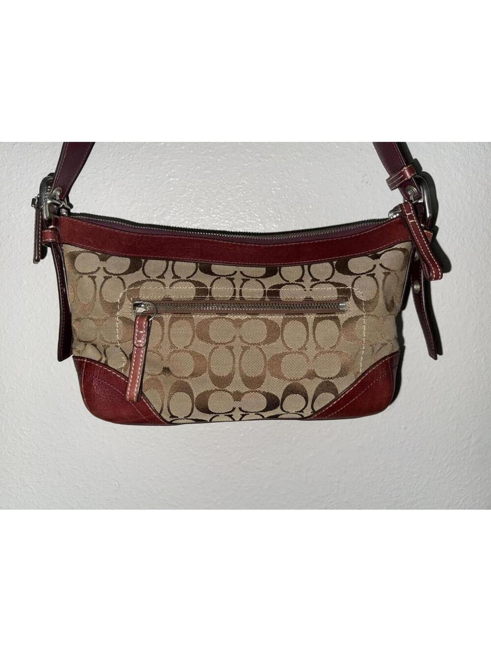Coach Signature Monogram Canvas Hobo Handbag. Vintage Y2K. Preowned